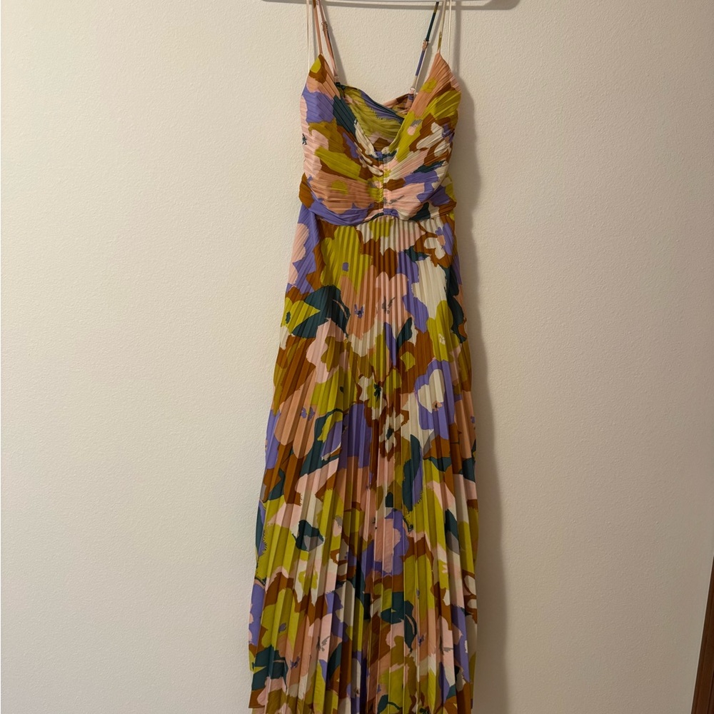Astr Multicolor Pleated Maxi Dress